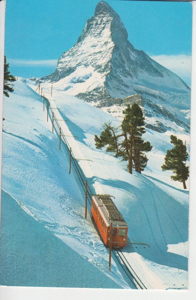 D094 ansichtkaart 1968 Zermat Hornergrat tandrad tram, Ophalen of Verzenden, 1960 tot 1980, Gelopen, Overig Europa