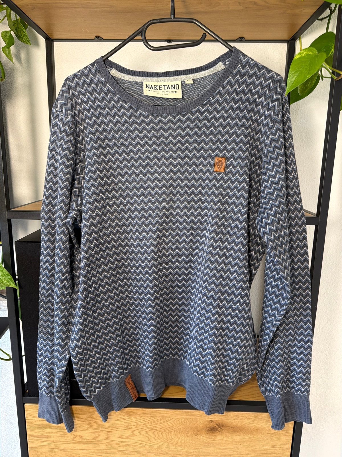 Naketano trui maat L - Grijs/Blauw patroon, Verzenden, Gedragen, Maat 52/54 (L), Grijs
