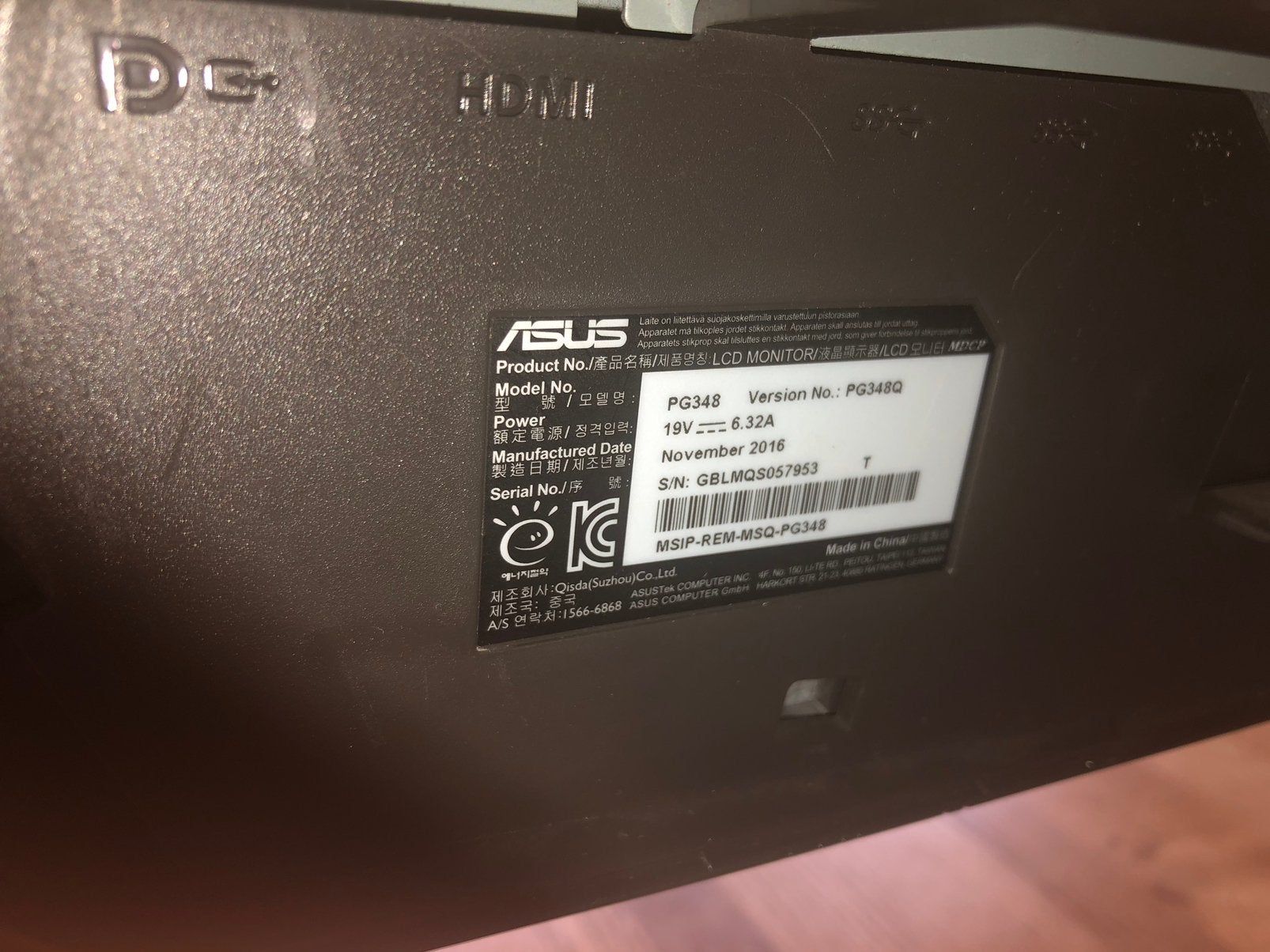 ASUS ROG pg348q gaming monitor, Computers en Software, Monitoren, Zo goed als nieuw, 61 t/m 100 Hz, DisplayPort, HDMI, Gaming