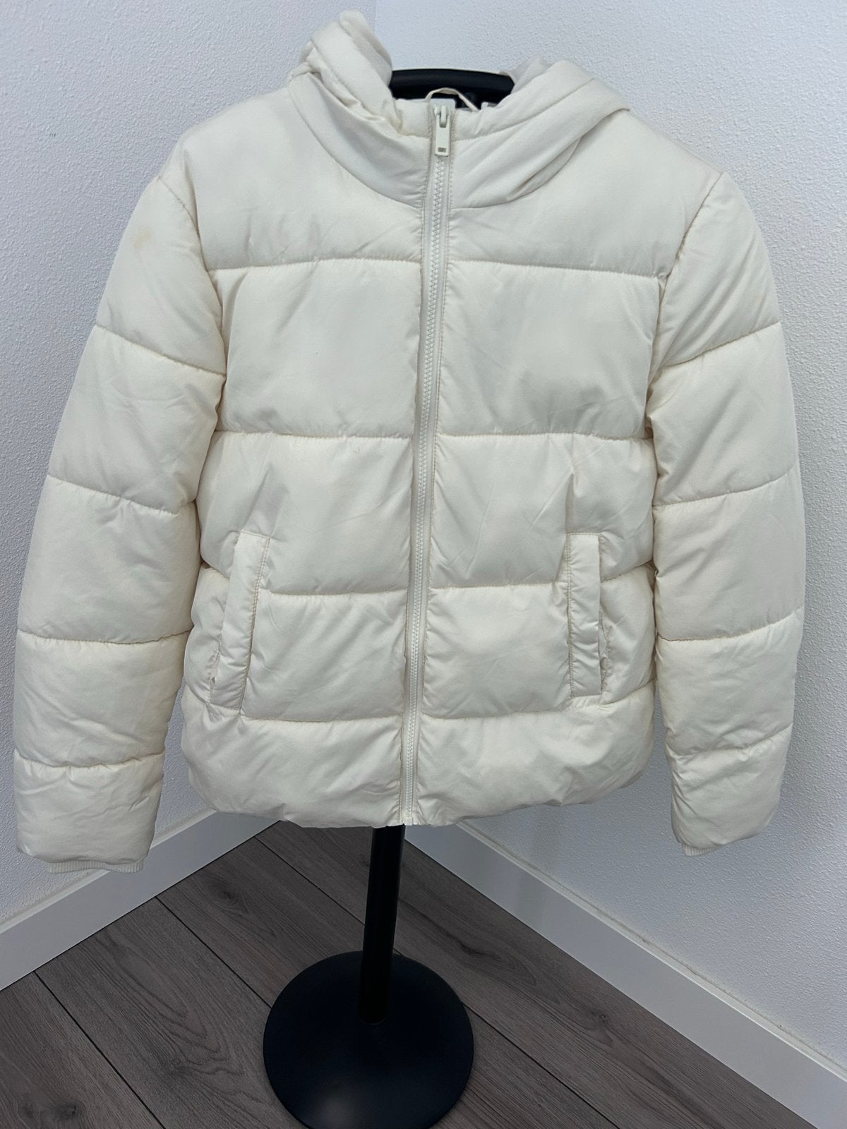 Pieces Puffer Jas Crème Maat S, Ophalen of Verzenden, Zo goed als nieuw, Maat 36 (S), Beige