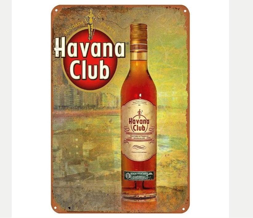 Vintage metalen bordjes Havana Club (30x20cm), Verzamelen, Ophalen of Verzenden, Nieuw, Reclamebord