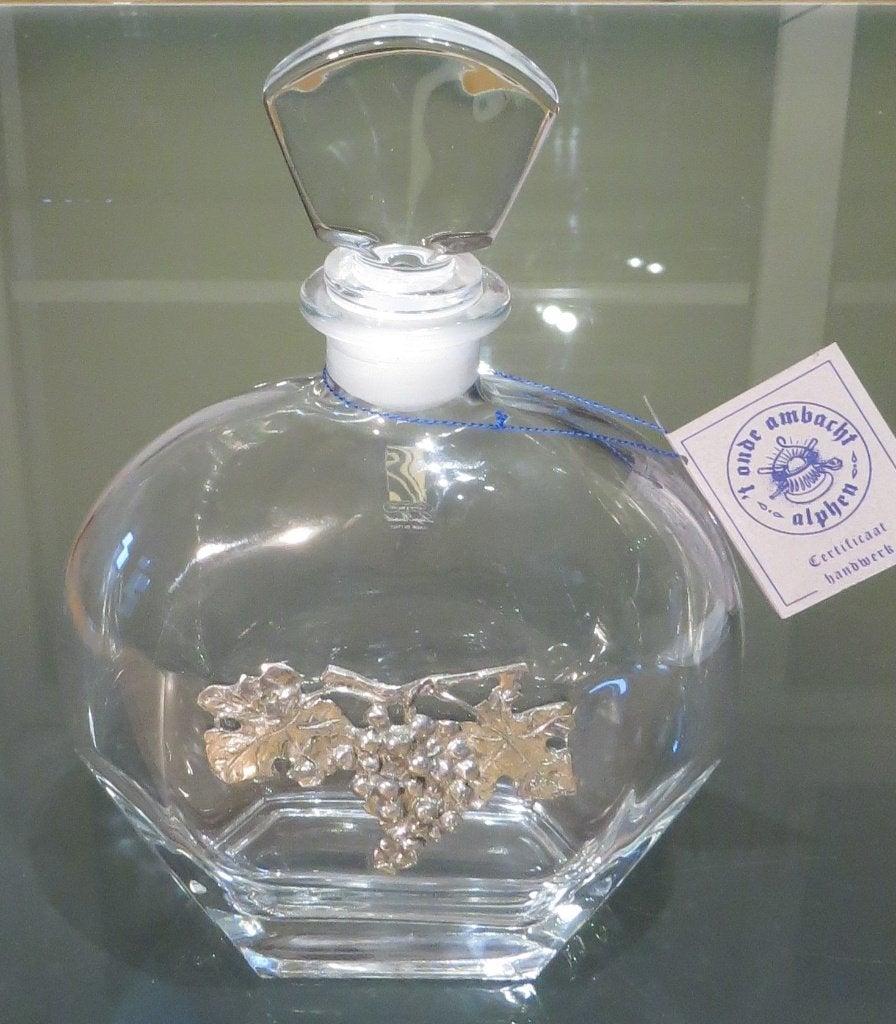 kristallen karaf met tinnen ornament / Luigi Bormioli, Antiek en Kunst, Ophalen of Verzenden