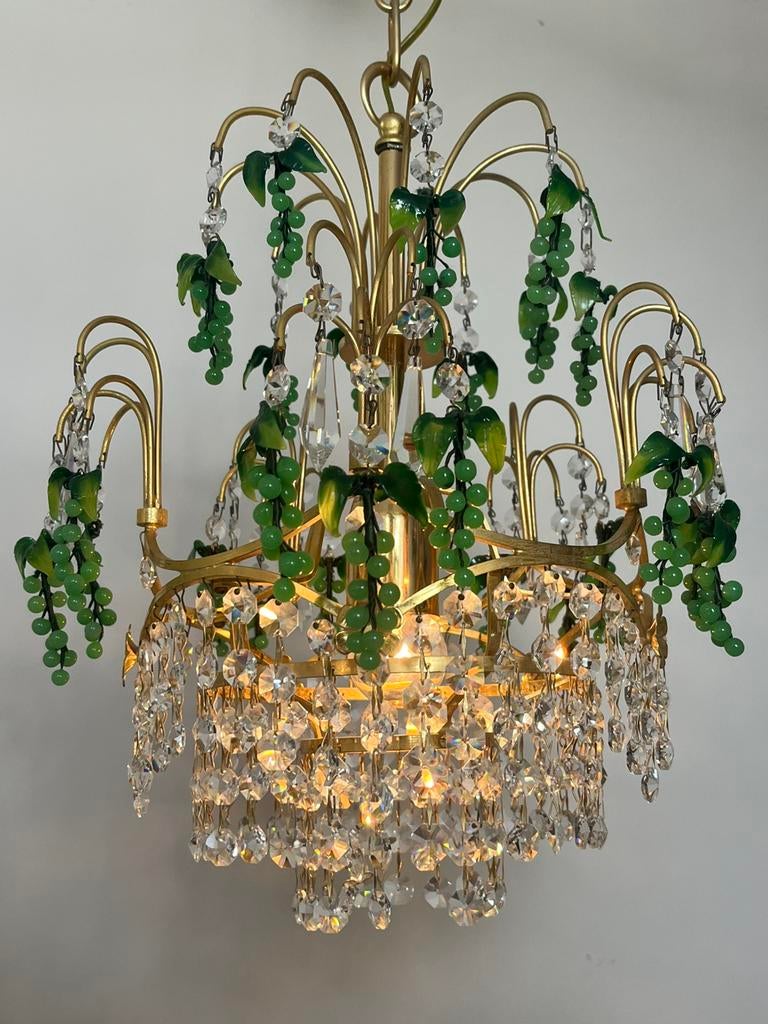 Groene murano druiven kroonluchter hanglamp kristal, Baak, Ophalen of Verzenden, Zo goed als nieuw, Baak