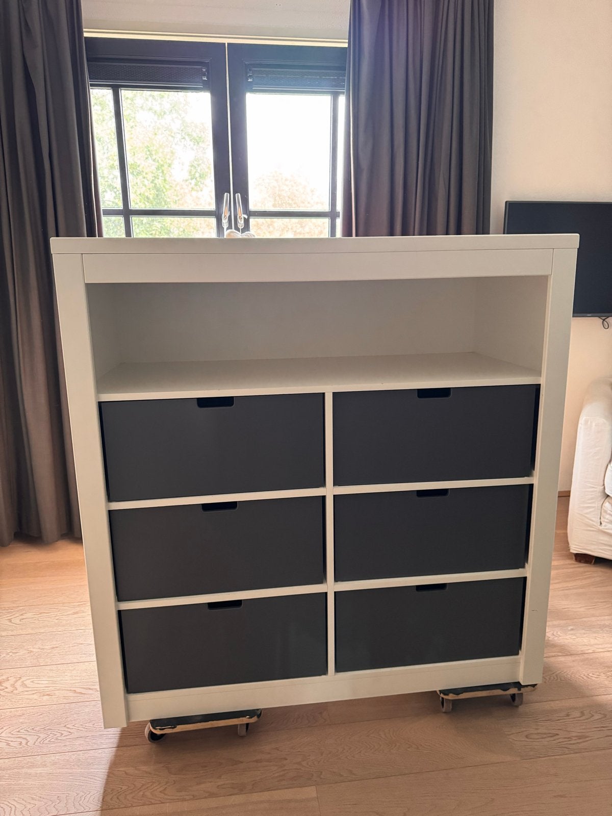 Bopita Ladekast met 6 lades - Wit/Antraciet, Ophalen, Gebruikt, Kast, 50 tot 70 cm