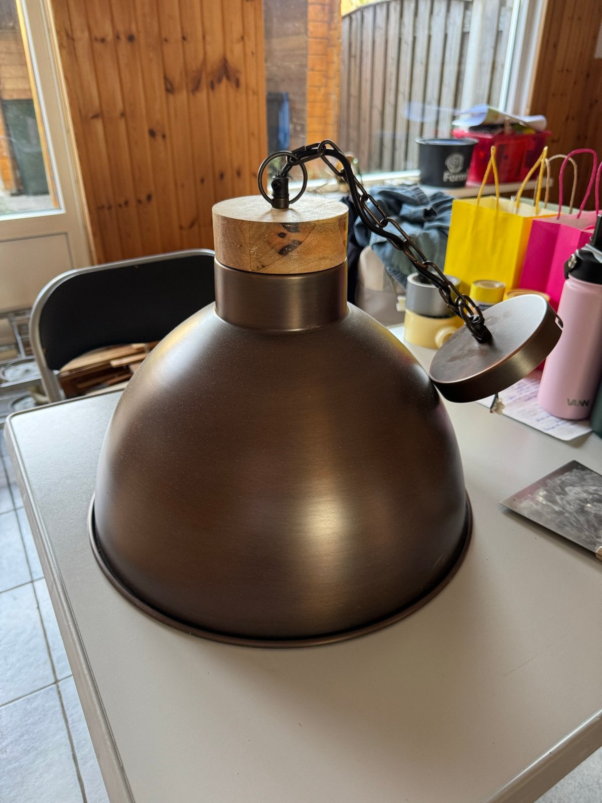Industriële hanglamp met kleine beschadiging, Ophalen of Verzenden, Gebruikt, Metaal, E27 (groot)