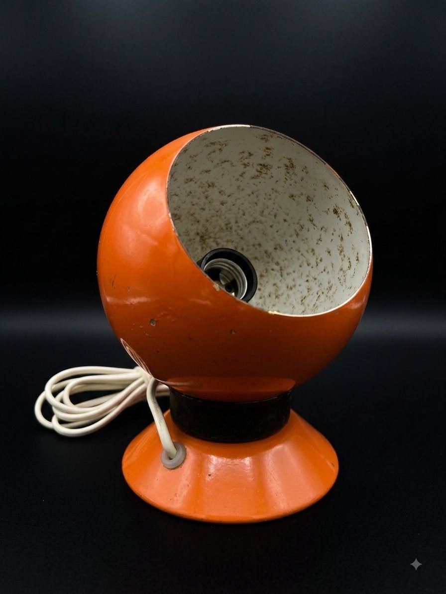 Vintage Oranje Tafellamp - Abo Metalkunst Denemarken, Ophalen of Verzenden