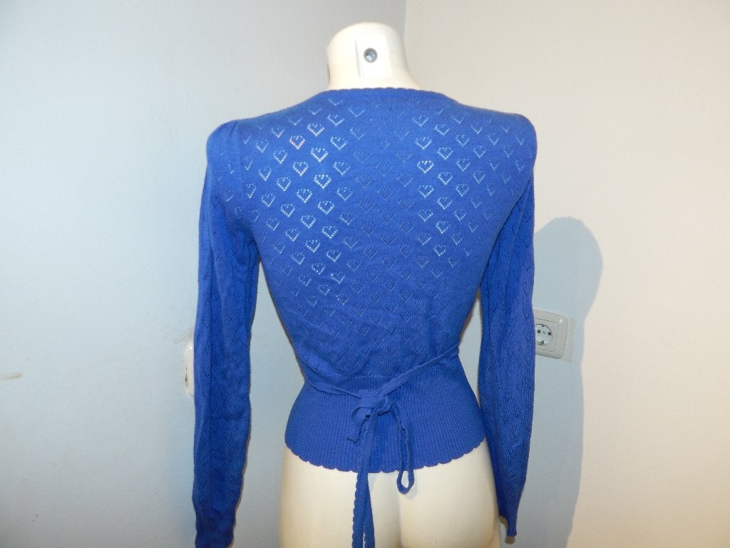 King Louie kobalt blauw hartjes vestje wikkel model mt S, King Louie, Maat 36 (S), Gedragen, Verzenden