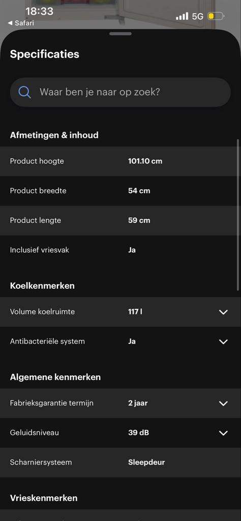 Beko RBI 1400 Inbouw Koelkast met Vriesvak - 117L/19L, Gebruikt, 100 tot 150 liter, Energieklasse A of zuiniger, 45 tot 60 cm