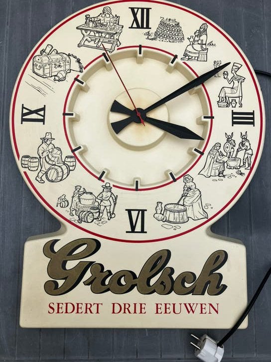 Oude elektrische klok van Grolsch bier, Ophalen of Verzenden, Zo goed als nieuw, Reclamebord, Plaat of Schild, Grolsch