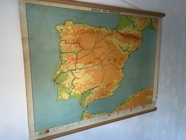 Oude landkaart Spanje en Portugal, Ophalen, Aardrijkskunde
