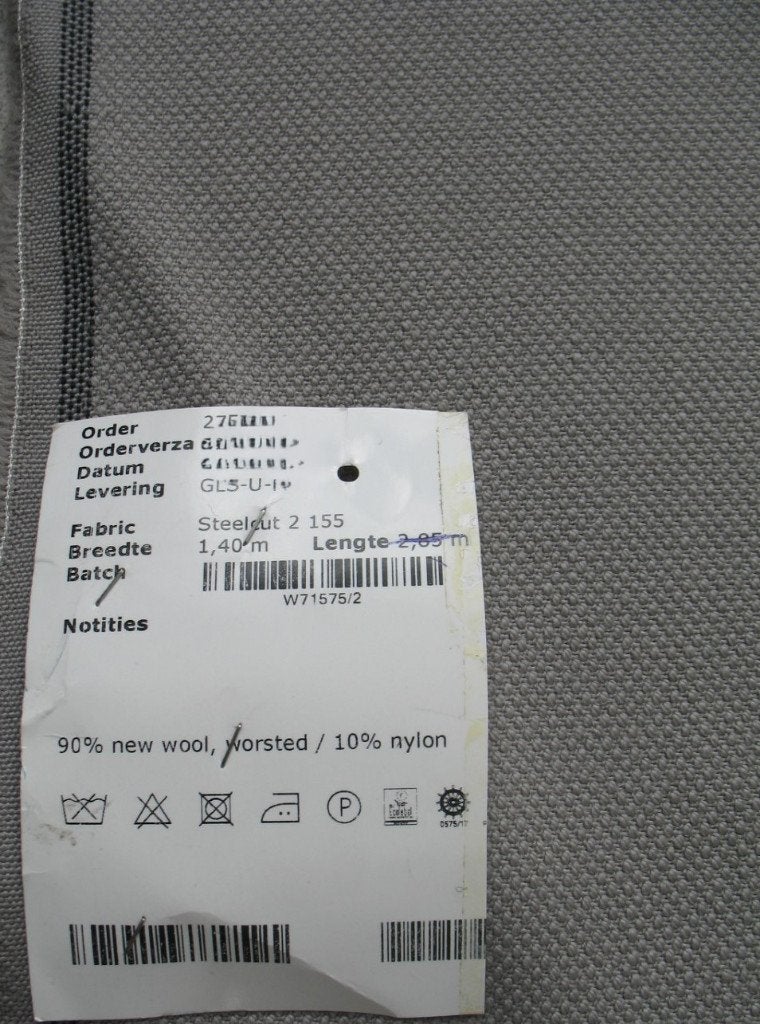 STOF VOOR DESIGN Kvadrat Steelcut 2 155; grijs; meubelstof, Wol, 120 cm of meer, Nieuw, Ophalen of Verzenden