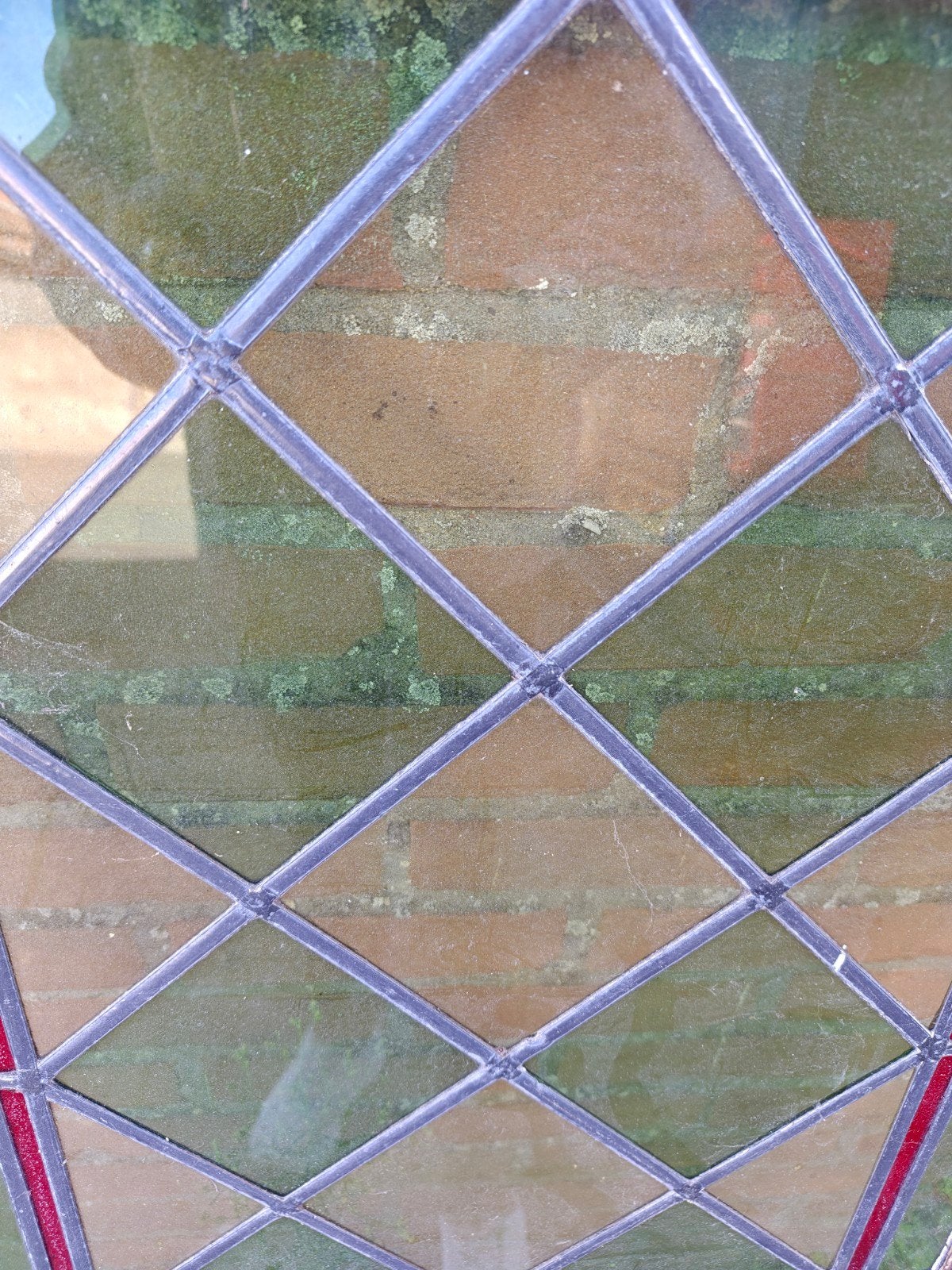 Antiek glas in lood raam - Gevelraam, Ophalen, Gevelraam of Ruit, Gebruikt, Glas in lood