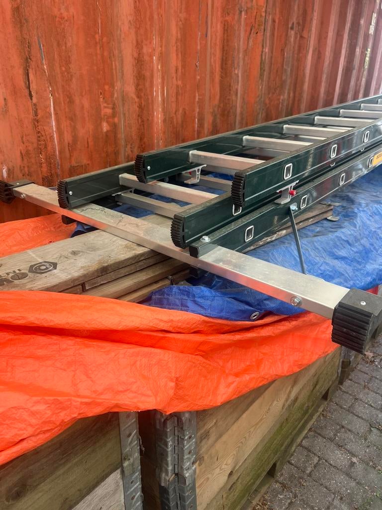 ladder driedelig 3 x 14 Mazall Basic, Ophalen, Nieuw, Ladder, Opvouwbaar of Inschuifbaar