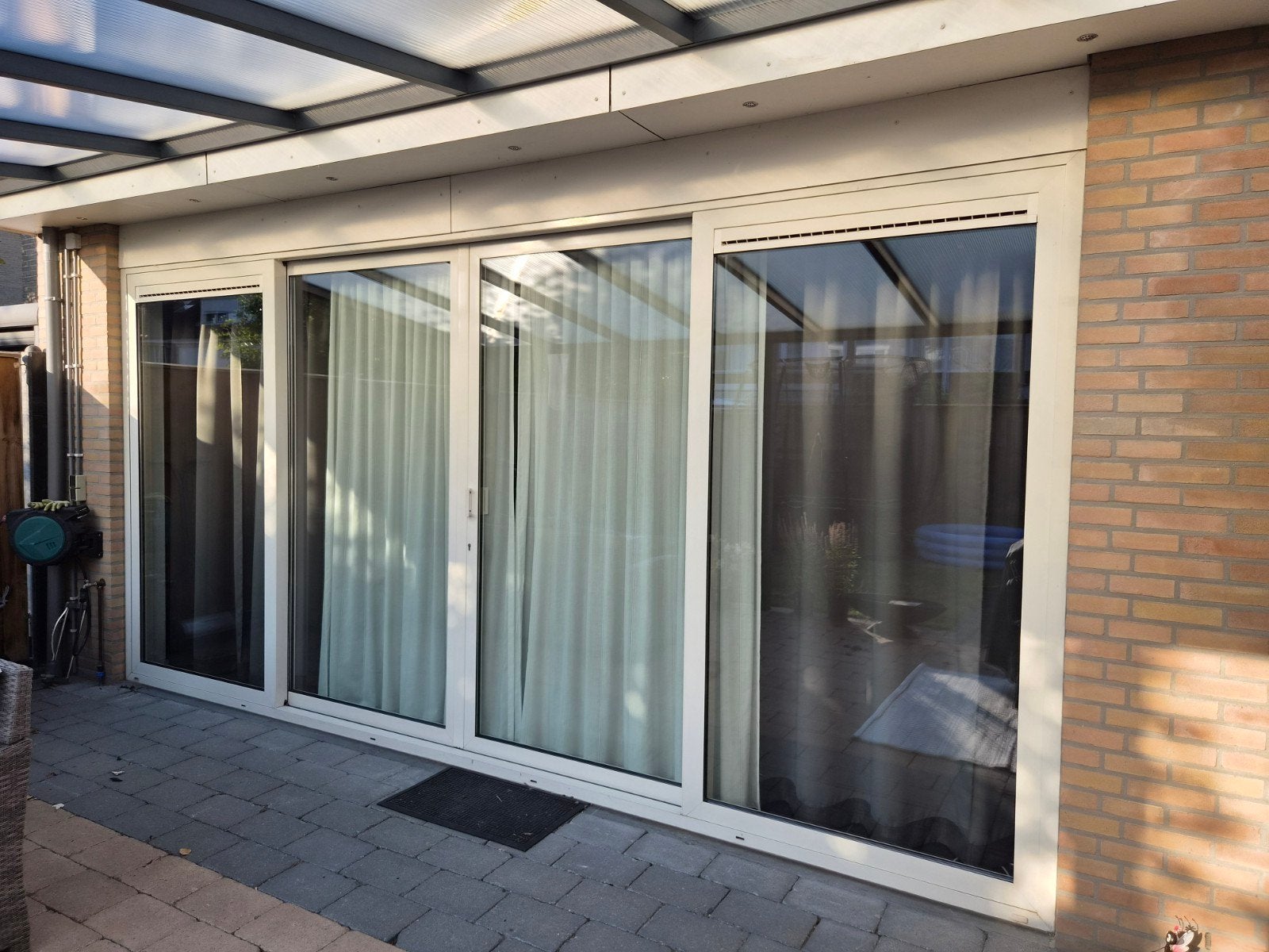 Grote schuifpui met HR++ glas, Ophalen, Gevelraam of Ruit, Gebruikt, 160 cm of meer