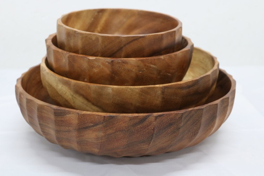 Teak Houten Schalen - Set van 4, Ophalen, Schaal, Rond, Nieuw