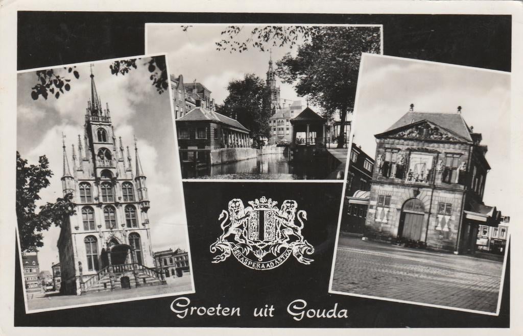 GOUDA Stadhuis Visbank Waag Groeten 1960, Verzenden, 1940 tot 1960, Gelopen, Zuid-Holland