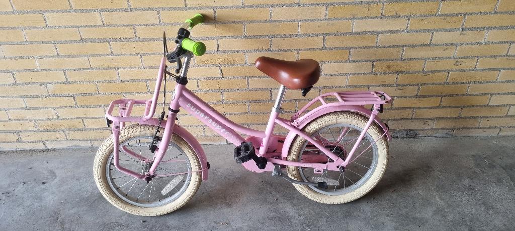 Roze SuperSuper Cooper 16 inch meisjesfiets, Ophalen, Terugtraprem, Gebruikt, SuperSuper!