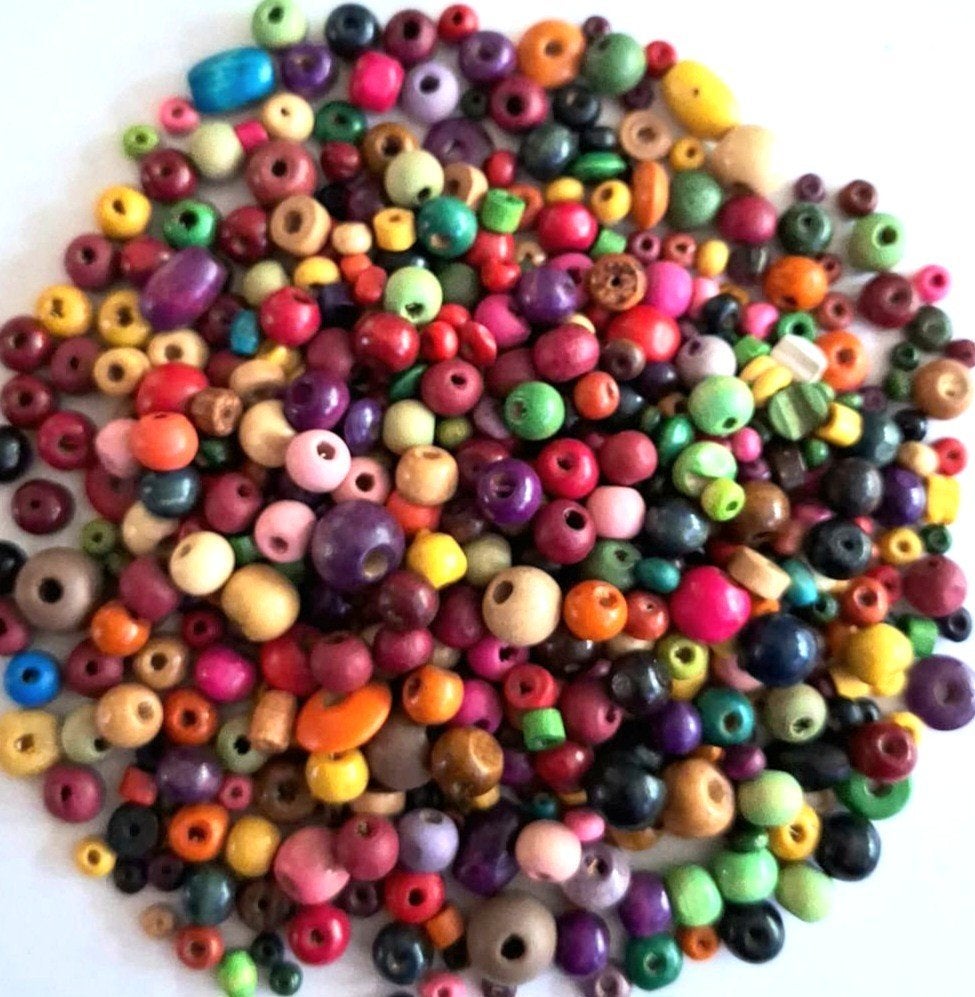 Partij met ruim 1000 kleurige houten kralen mix 4-10 mm, Verzenden, Nieuw, Kraal