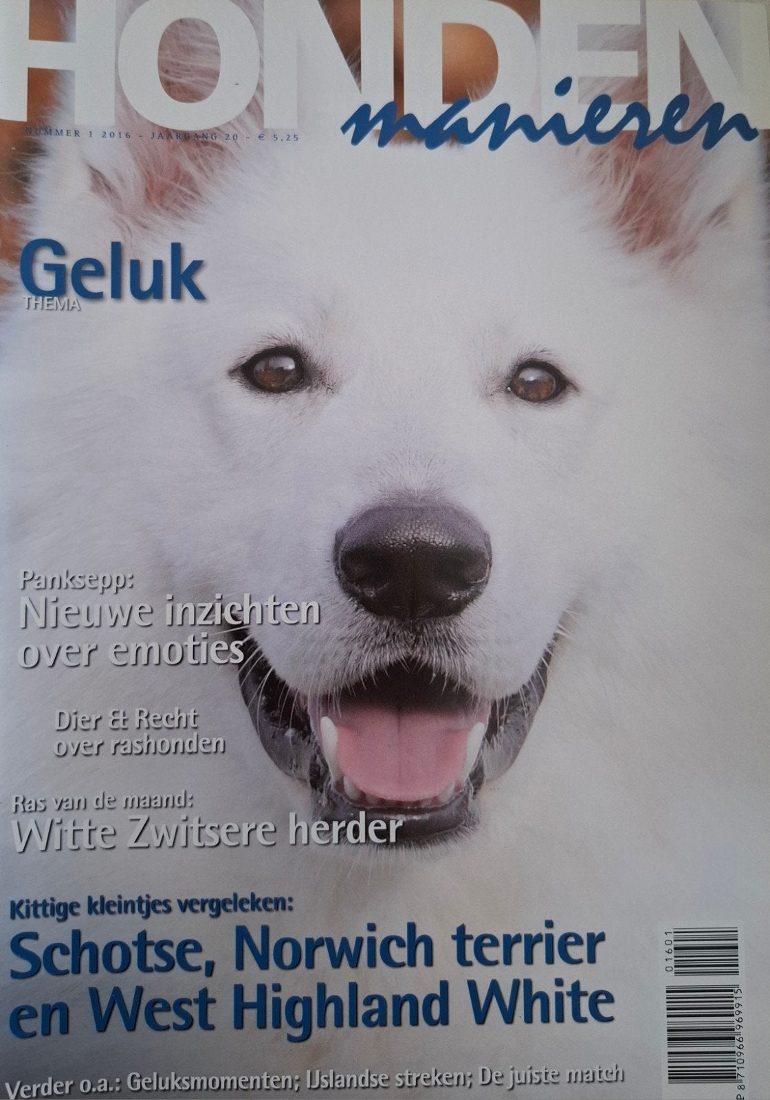 Hondenmanieren 2016 nr 1 - Zwitserse Witte Herder, Ophalen of Verzenden, Nieuw, Overige typen
