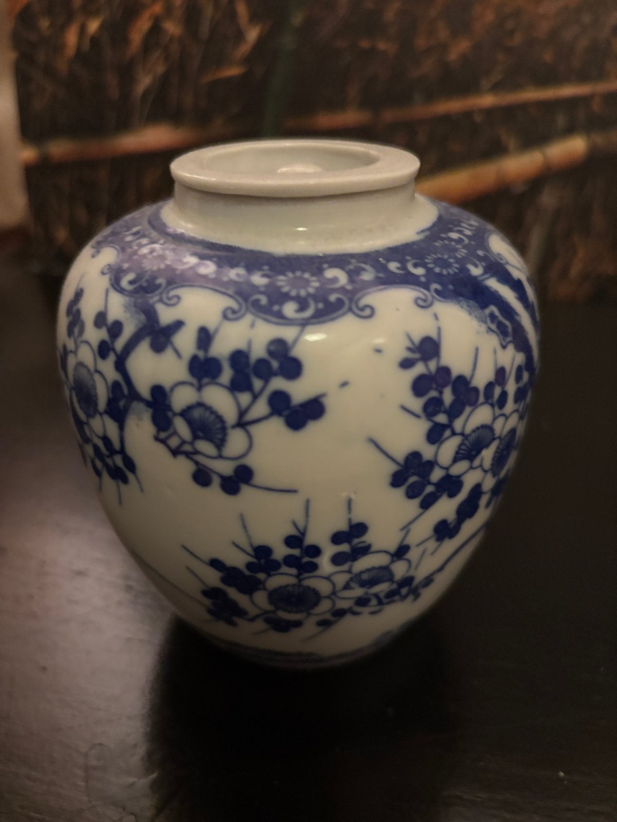 Antieke Gemberpot - Blauw-Wit Porselein met Bloesemdecor, Ophalen of Verzenden
