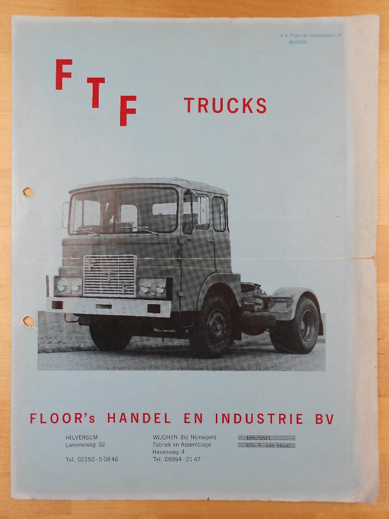 FTF Brochure ca 1972 NL – F-7.13K1 & F-7.20D1, Gelezen, FTF, Ophalen of Verzenden, Overige merken