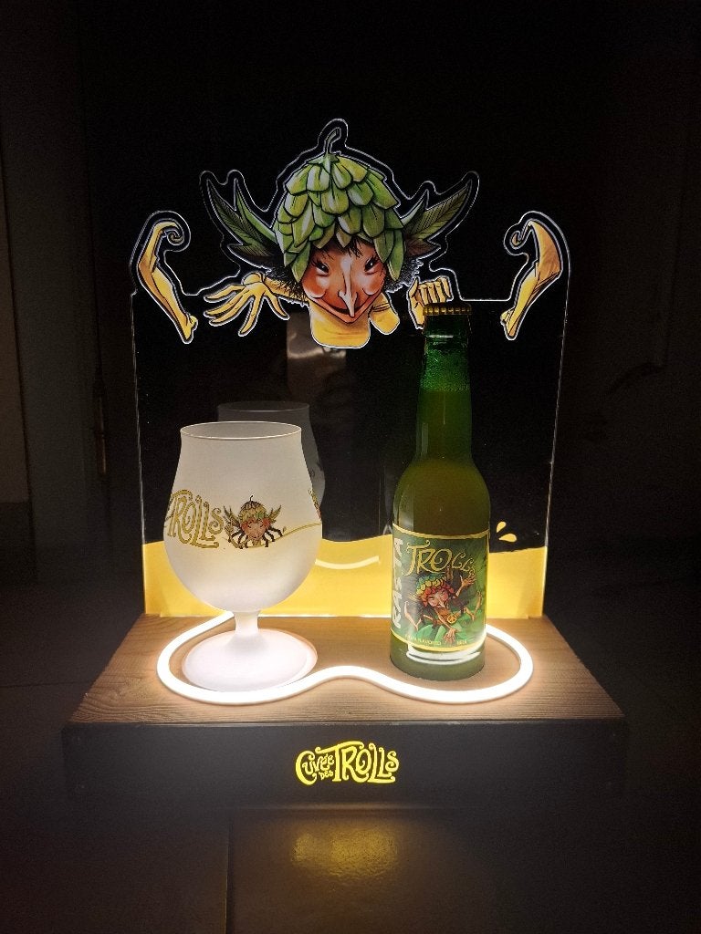 Lichtreclame Cuvée des Trolls Trolls bier, Verzamelen, Merken en Reclamevoorwerpen, Ophalen of Verzenden, Nieuw, Lichtbak of (neon) lamp