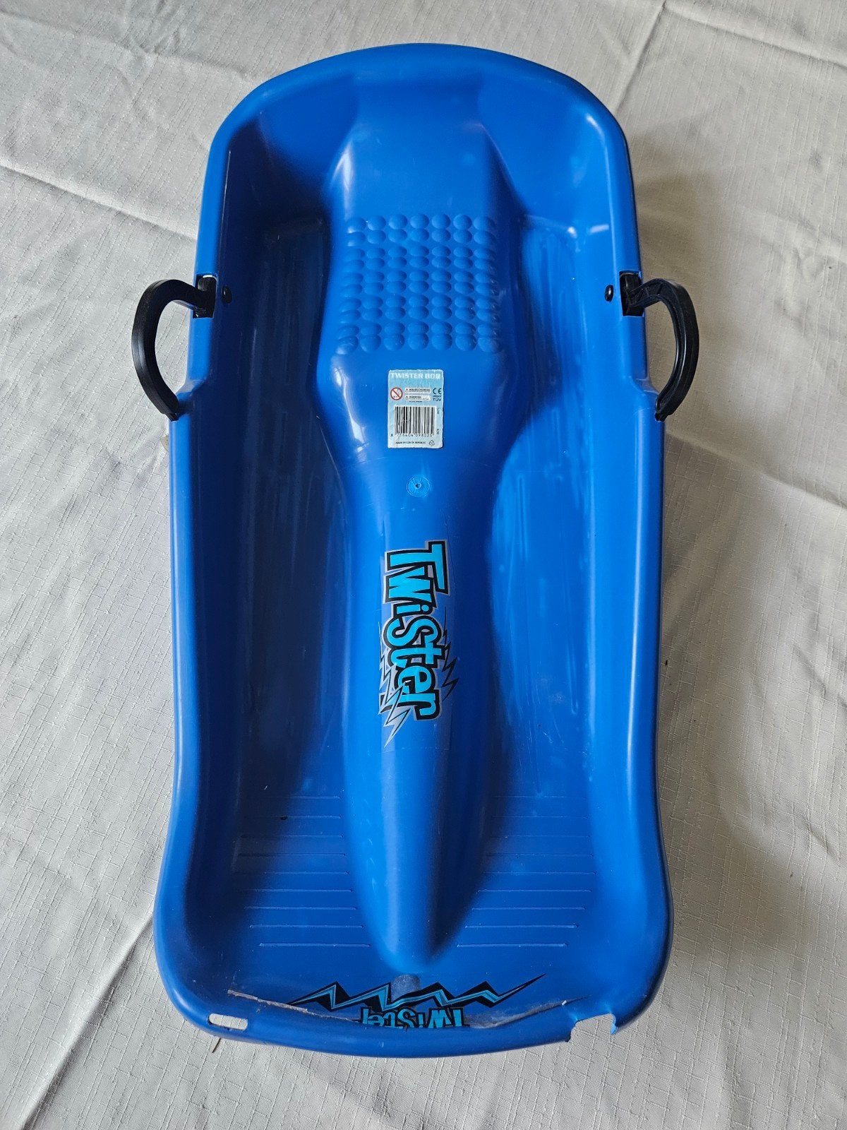 Blauwe Twister slee met remmen en handvatten, Ophalen, Gebruikt