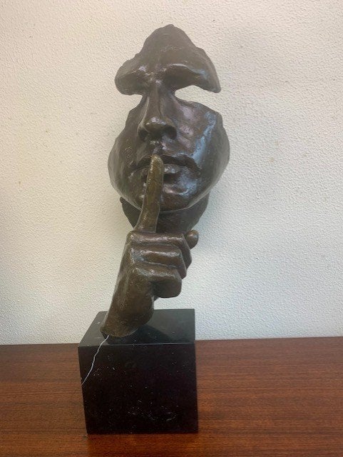 Bronzen Sculptuur Beeld Stilte Hommage Salvador Dali Nummer, Ophalen of Verzenden, Brons, 20 - 50 cm, Beeld