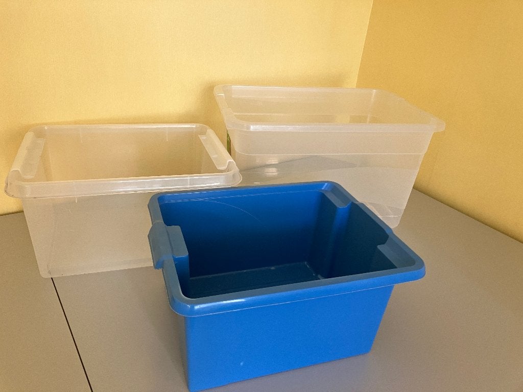Drie sterke kratten kratjes opbergbakken opbergboxen, 40 tot 60 cm, 50 tot 75 cm, Minder dan 35 cm, Ophalen of Verzenden