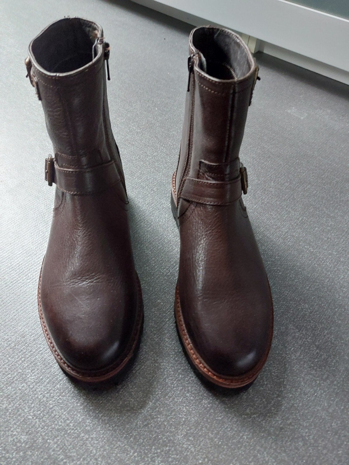 Bruine leren biker boots maat 37, Bruin, Lage of Enkellaarzen, Ophalen of Verzenden, Zo goed als nieuw