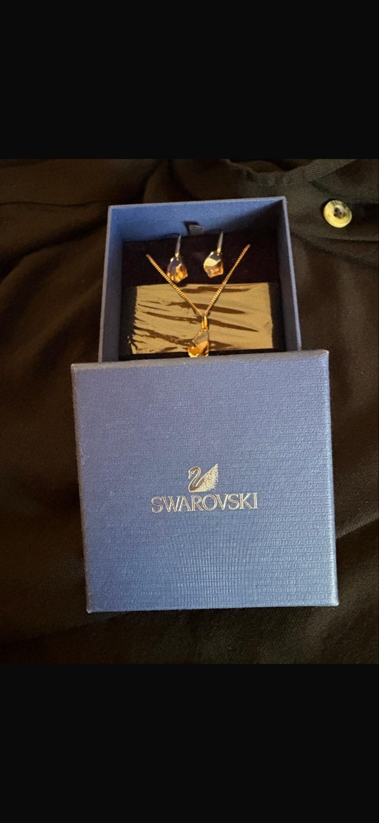 Swarovski ketting en oorbellen set - Zo goed als nieuw, Sieraden, Tassen en Uiterlijk, Met kristal, Overige materialen, Ophalen of Verzenden