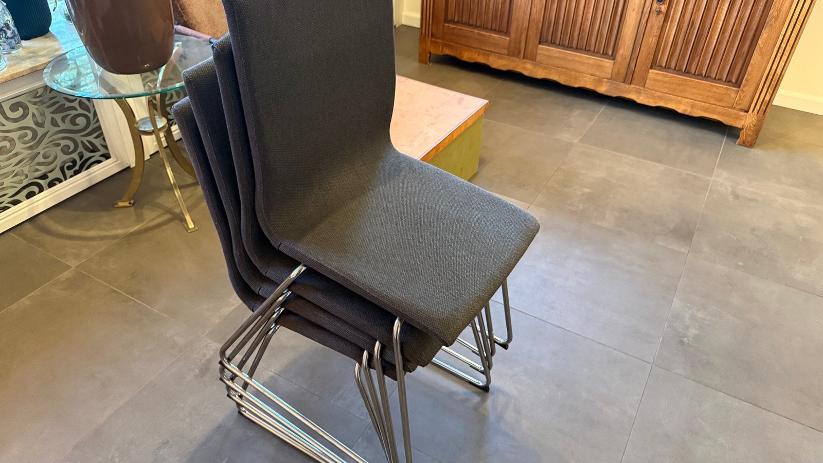 Ikea eettafel stoelen - 4 stuks, Ophalen, Gebruikt, Vier, Metaal