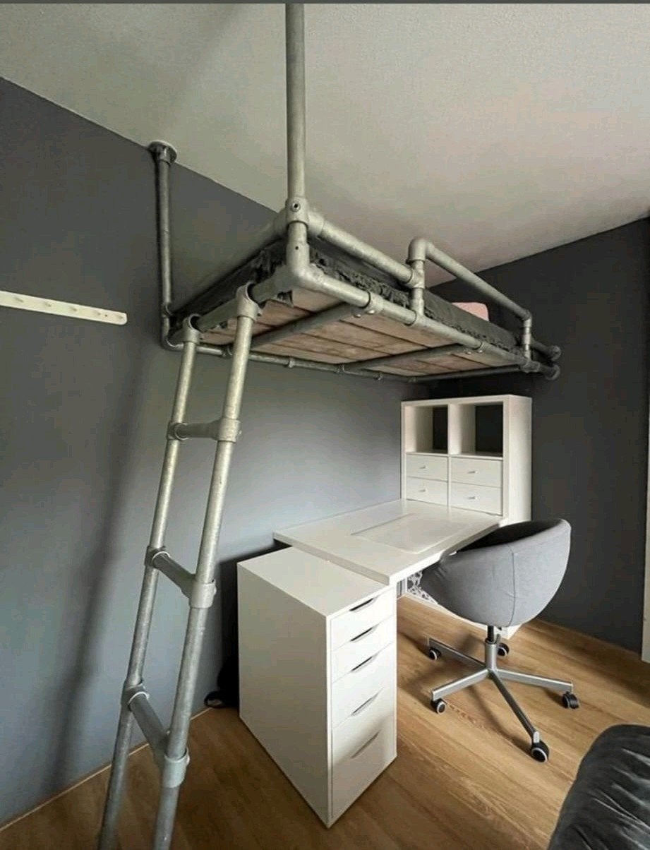 Bed voor aan het plafond, Ophalen, Eenpersoons, 90 cm, Hoogslaper