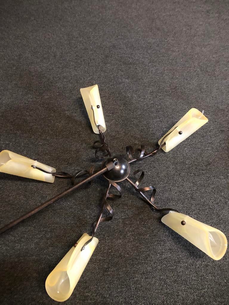Plafondlamp met 5 E12 fittingen, 70cm doorsnee, Ophalen, Gebruikt, Metaal