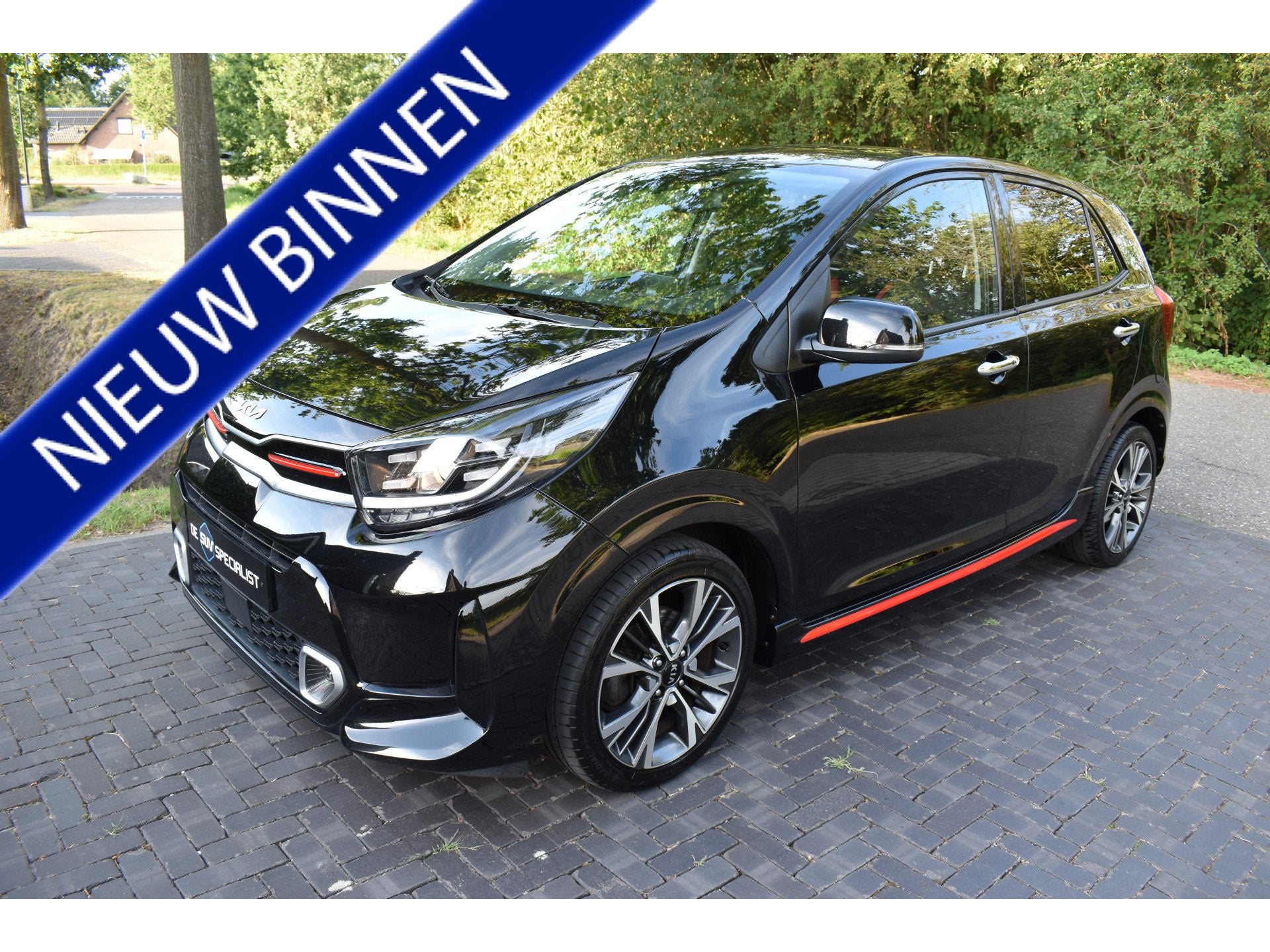 Kia Picanto 1.0 DPi GT-Line '23 AUT, Leer, Keyless enz NIEUW, Auto's, Gebruikt, Met garantie (alle), 4 stoelen, Zwart