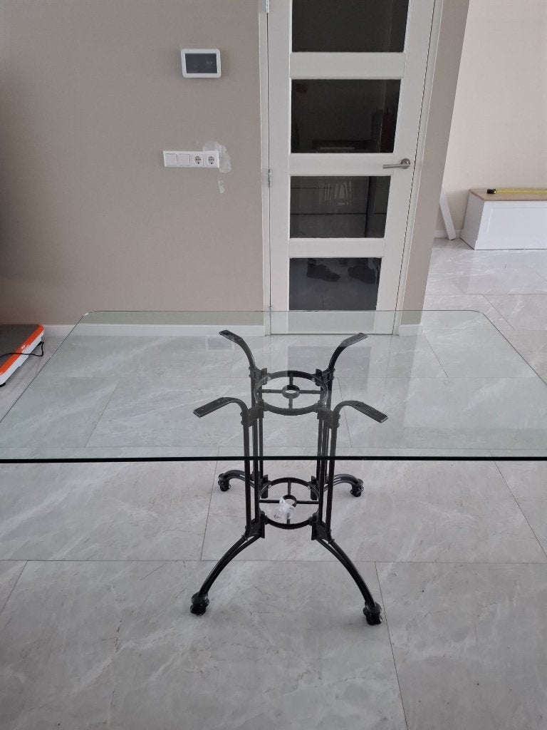 Moderne glazen eettafel, Ophalen, 100 tot 150 cm, 50 tot 100 cm, Glas
