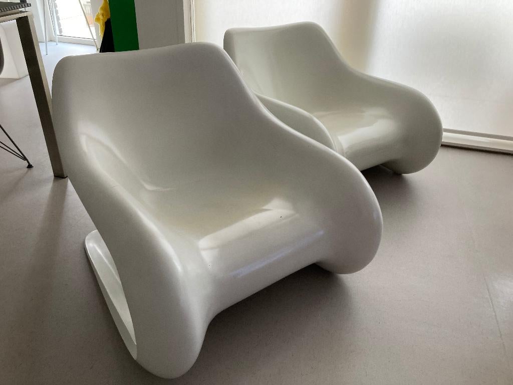 2 witte Klaus Uredat chairs, Antiek en Kunst, Kunst | Designobjecten, Ophalen