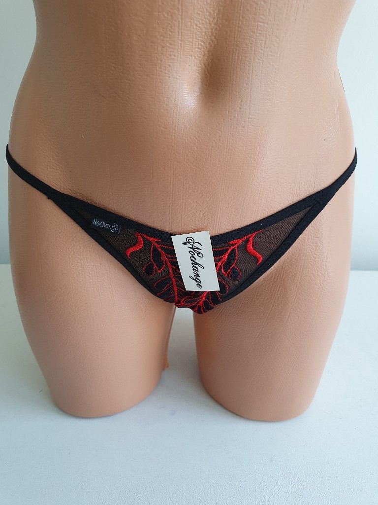 Zwart rode kruisloze string maat XS/S Nieuw, Nochange, Ophalen of Verzenden, Zwart, String