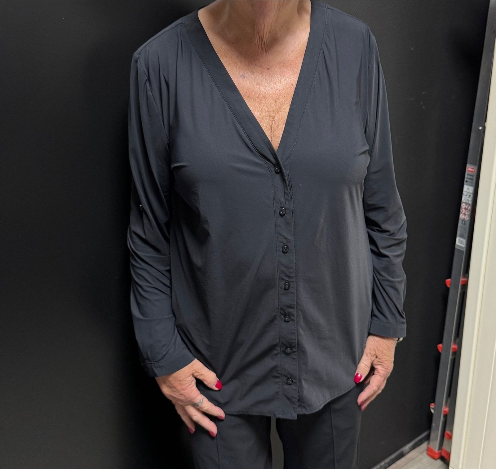 Zwarte blouse met lange mouwen.  maat xxl evi, Ophalen of Verzenden, Zo goed als nieuw, Maat 46/48 (XL) of groter, Zwart