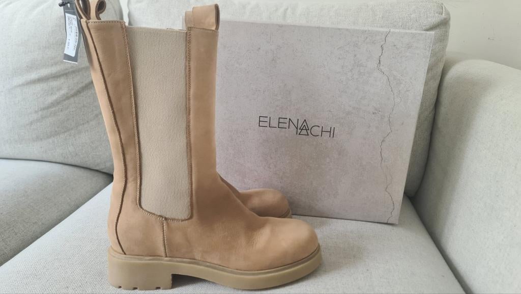 Nieuwe laarzen 37 beige Elena Lachi halfhoge, Hoge laarzen, Beige, Nieuw, Ophalen of Verzenden