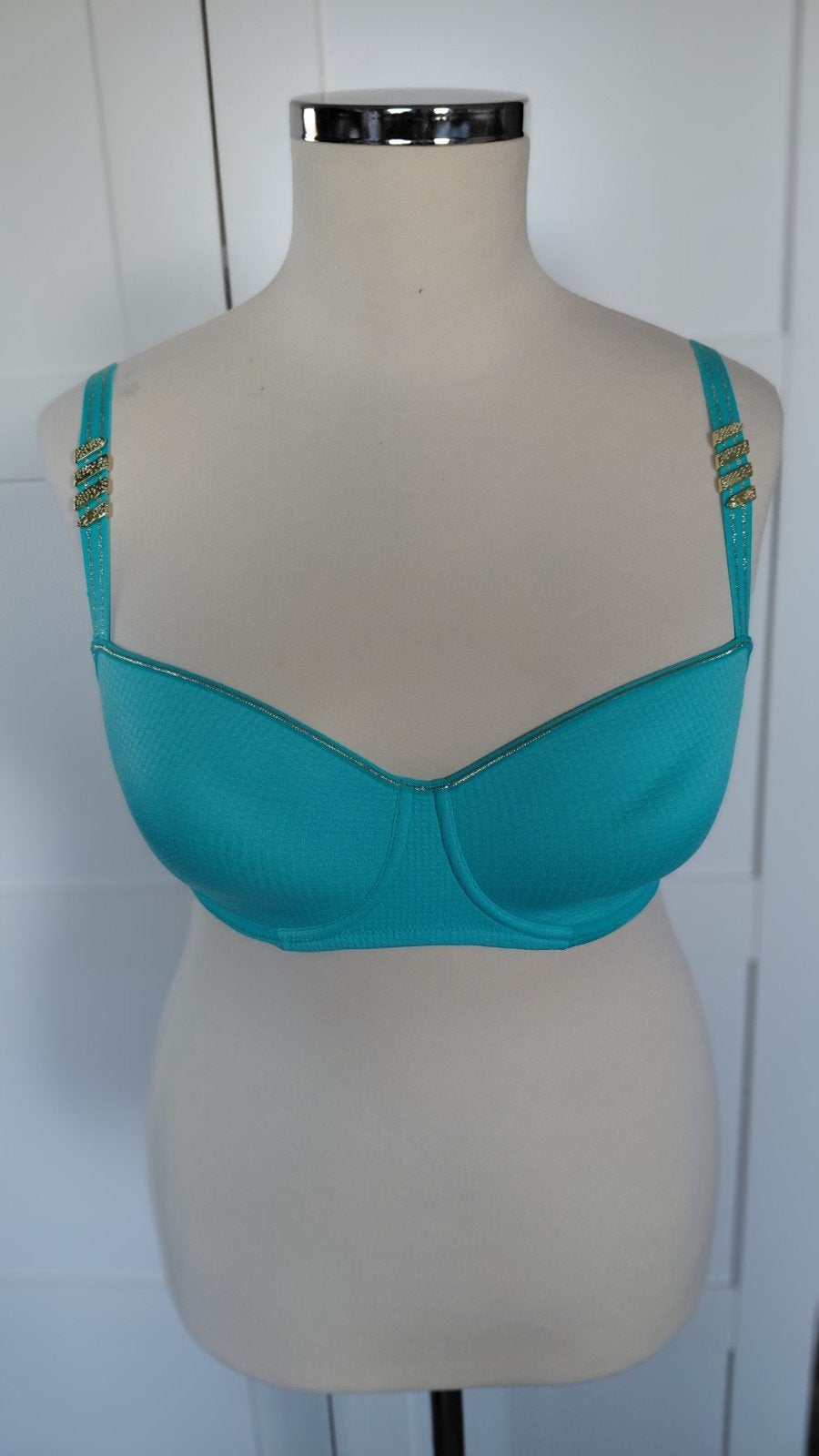 Marlies Dekkers BH 70E turquoise met gouden accenten, Marlies Dekkers, Ophalen of Verzenden, Overige kleuren, BH