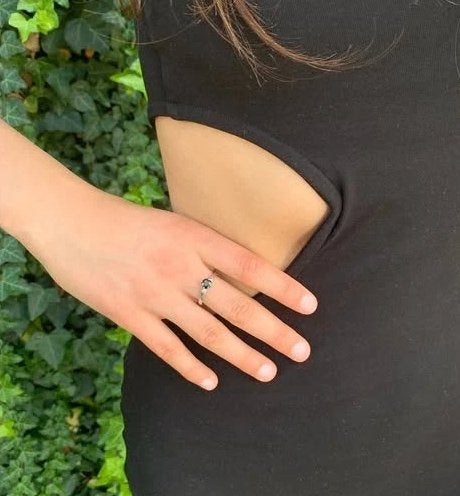 Natuurlijke Groene Toermalijn 925 Zilveren Ring -Handgemaakt, Sieraden, Tassen en Uiterlijk, Ringen, 18 tot 19, Nieuw, Ophalen of Verzenden