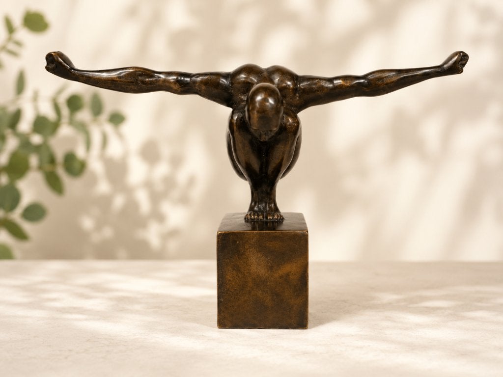 MAN / armen gespreid / bronzen beeld