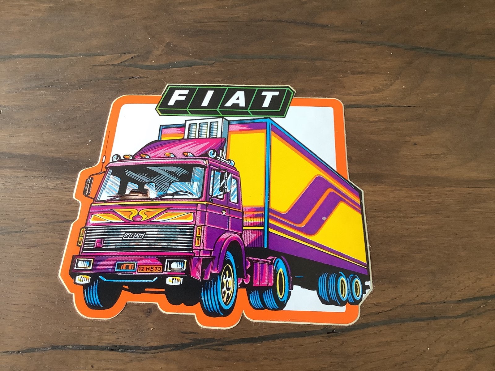 Vintage Fiat Vrachtwagen Sticker - Jaren '80 Stijl, Ophalen of Verzenden, Gebruikt, Auto's