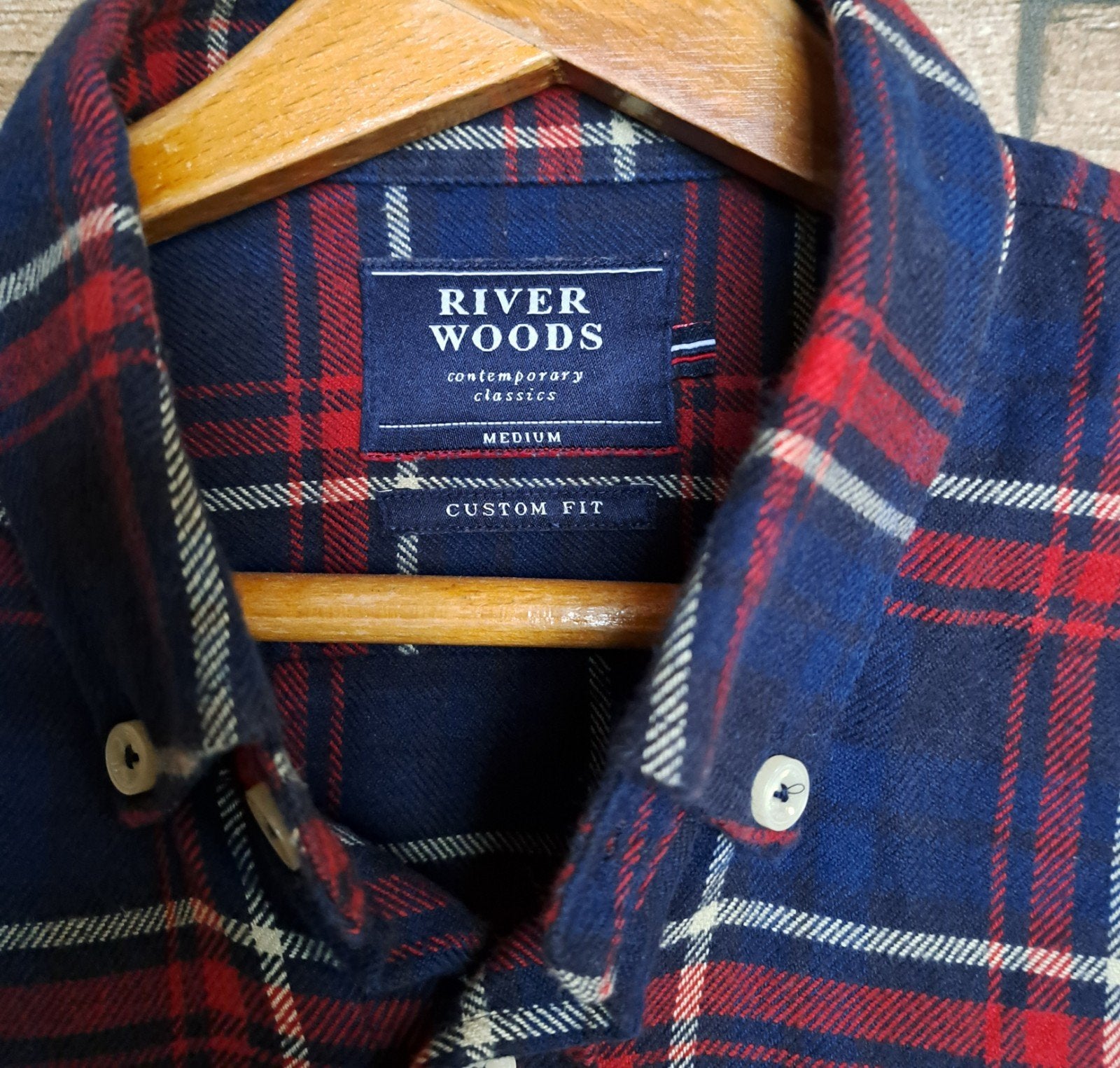 River Woods Custom Fit Flanellen Overhemd M, Kleding | Heren, Halswijdte 39/40 (M), Zo goed als nieuw, X, River Woods