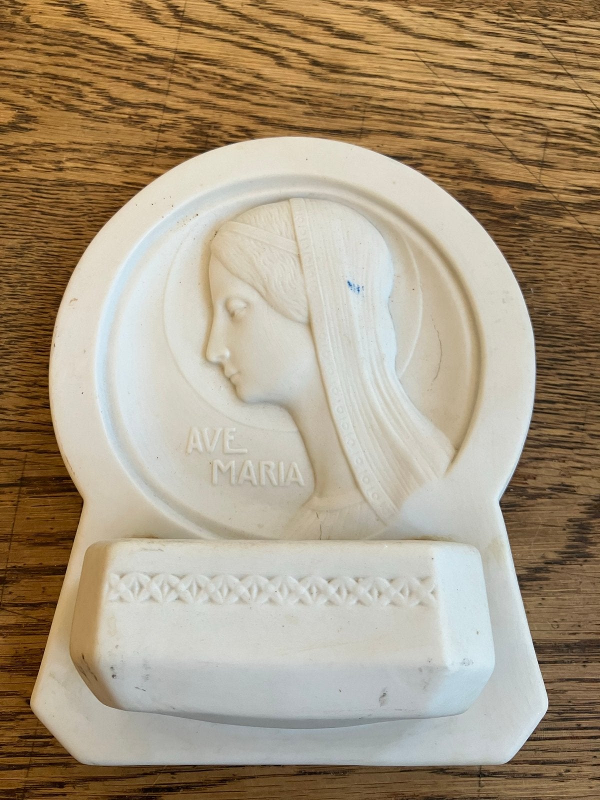 Antiek Wijwatervat met Maria-afbeelding - Ave Maria, Antiek en Kunst, Antiek | Religie, Ophalen of Verzenden