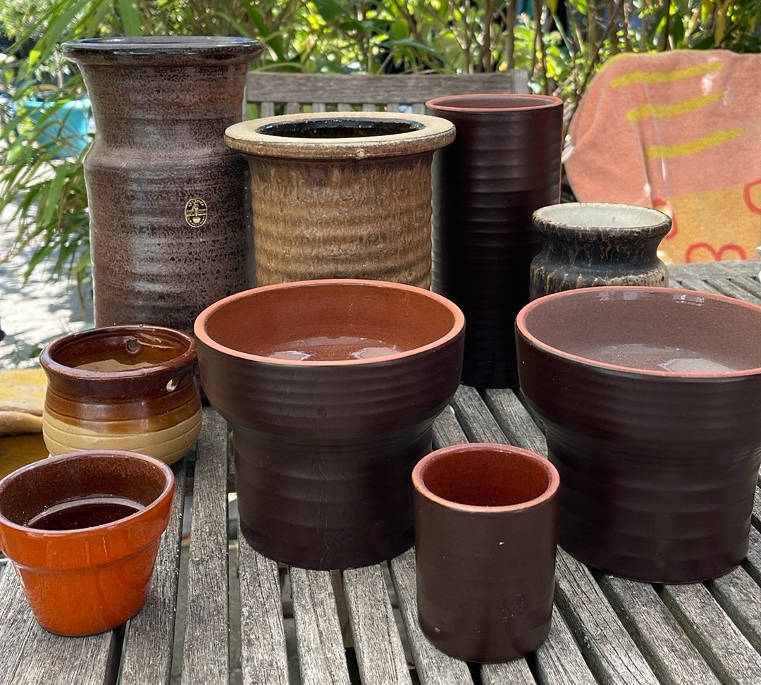 Allerlei vintage vazen of potten, Ophalen, Rond, Zo goed als nieuw, Aardewerk