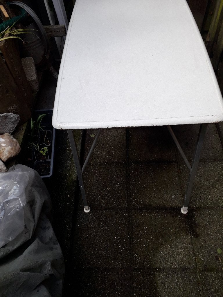 vintage camping tafel inklap poten formica blad, Ophalen, Huis en Inrichting