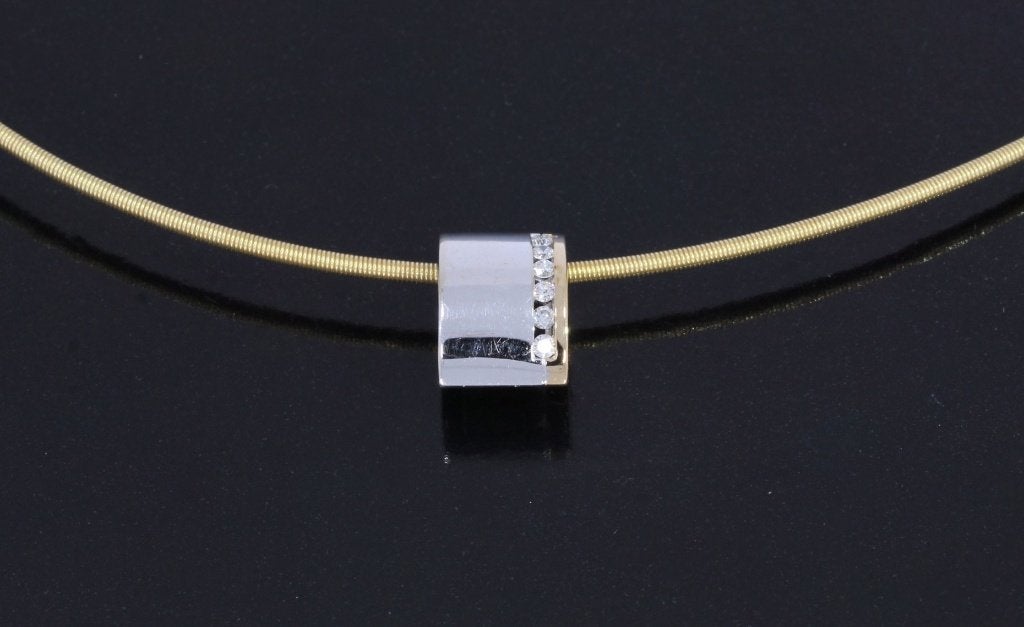 Diamanten hanger 14k gouden ketting spang dames briljant, Voordeelsieraden, Verzenden, Zo goed als nieuw, Met edelsteen
