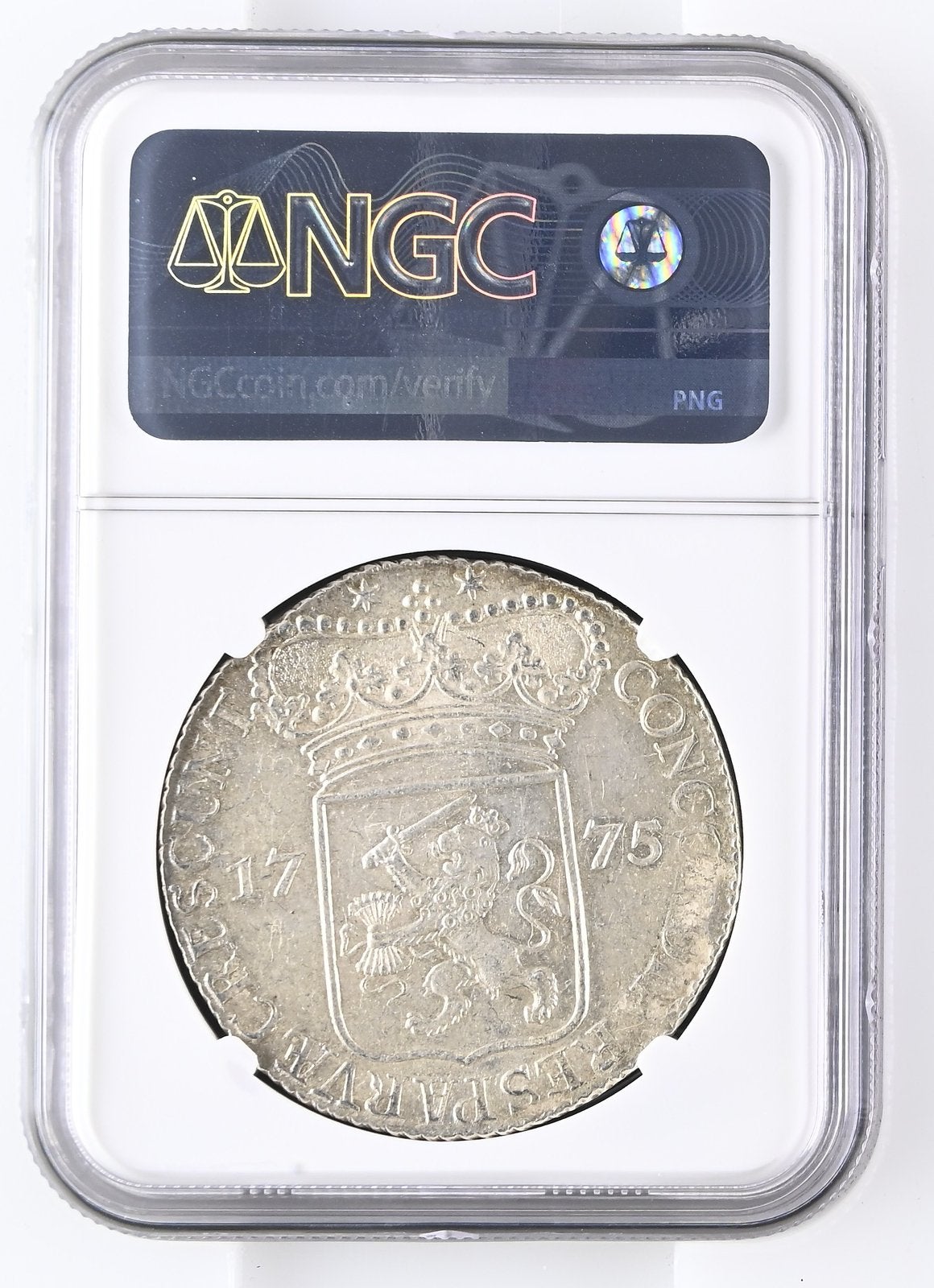 Zeeland, Zilveren dukaat 1775 in FDC (MS61 NGC), Ophalen of Verzenden, Vóór koninkrijk, Overige waardes